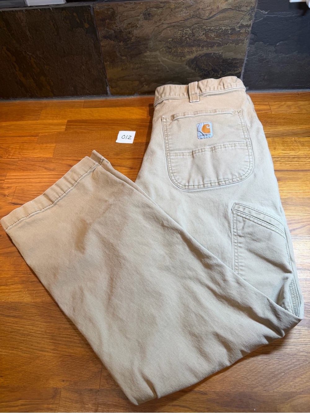Carhartt Men's Tan Cargo Work Pants Size 36X30 - stains/tear (012)